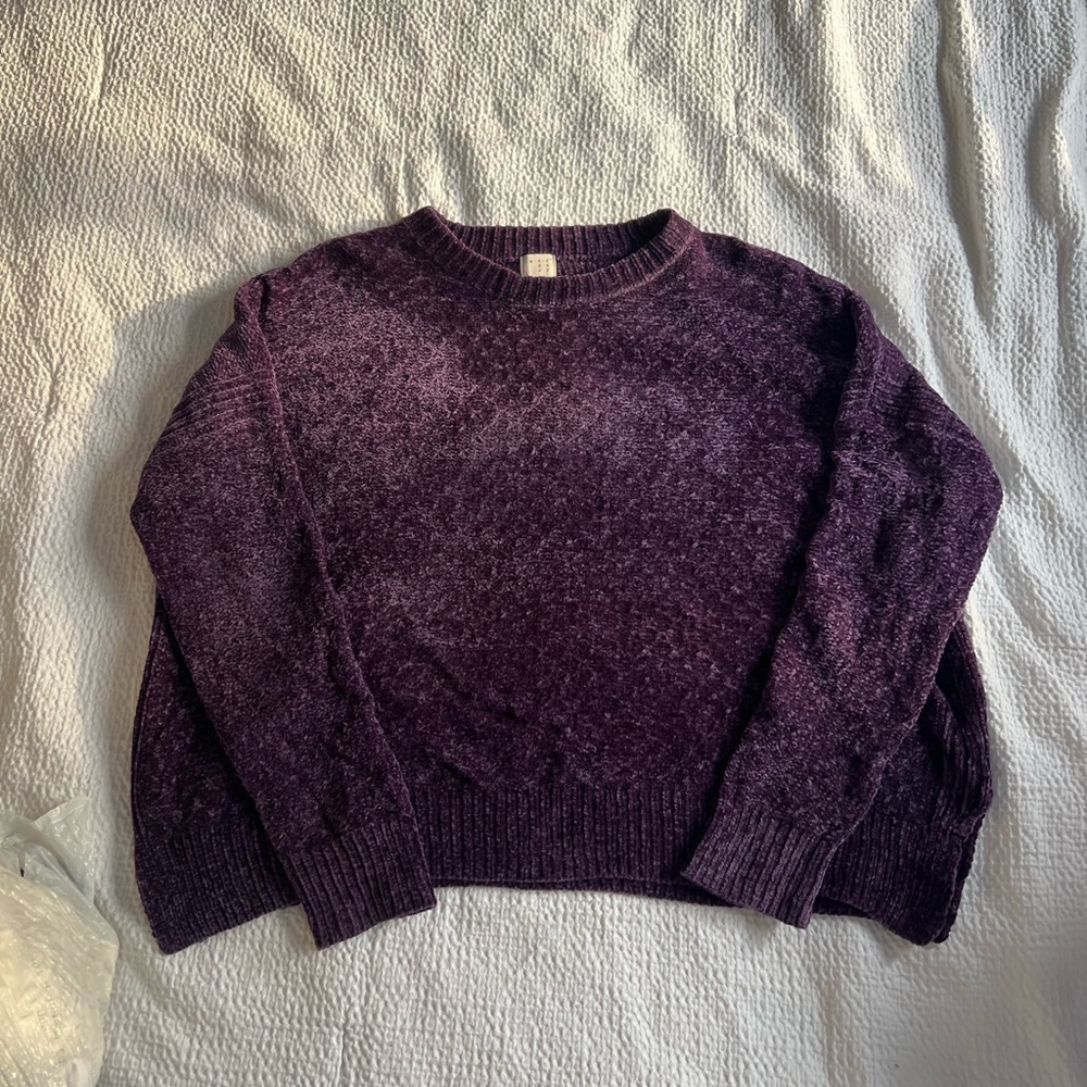 Women's Purple Chenille Sweater L